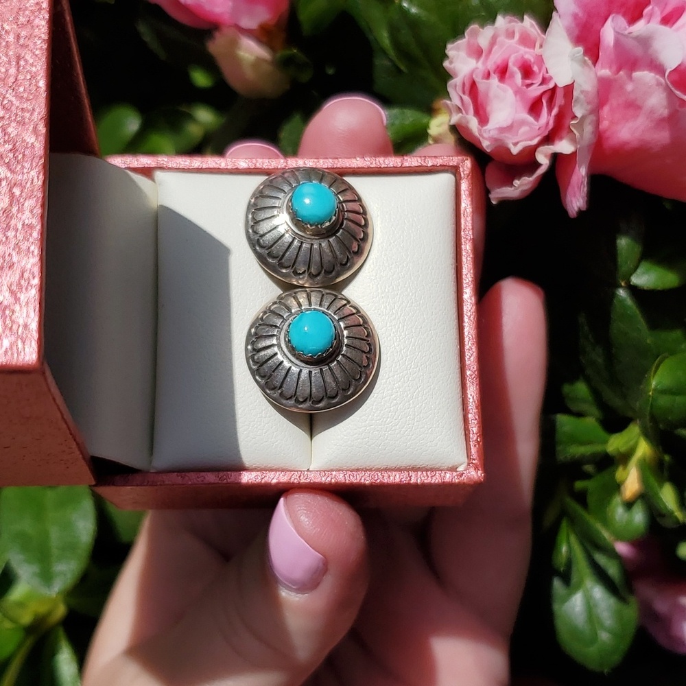 Sterling Silver Turqoise Earrings - Picture 2 of 5